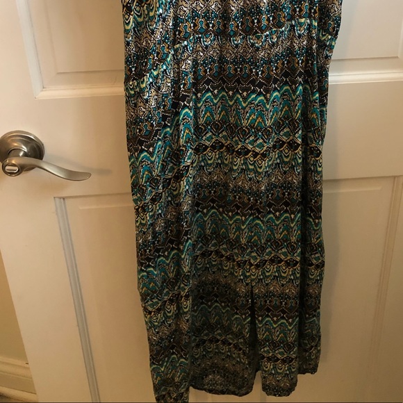 Angé Midi Dress Green Blue Print Straps 1 - Picture 4 of 4